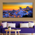 Starry Santorini Nights Crystal Glass Art Wall Painting